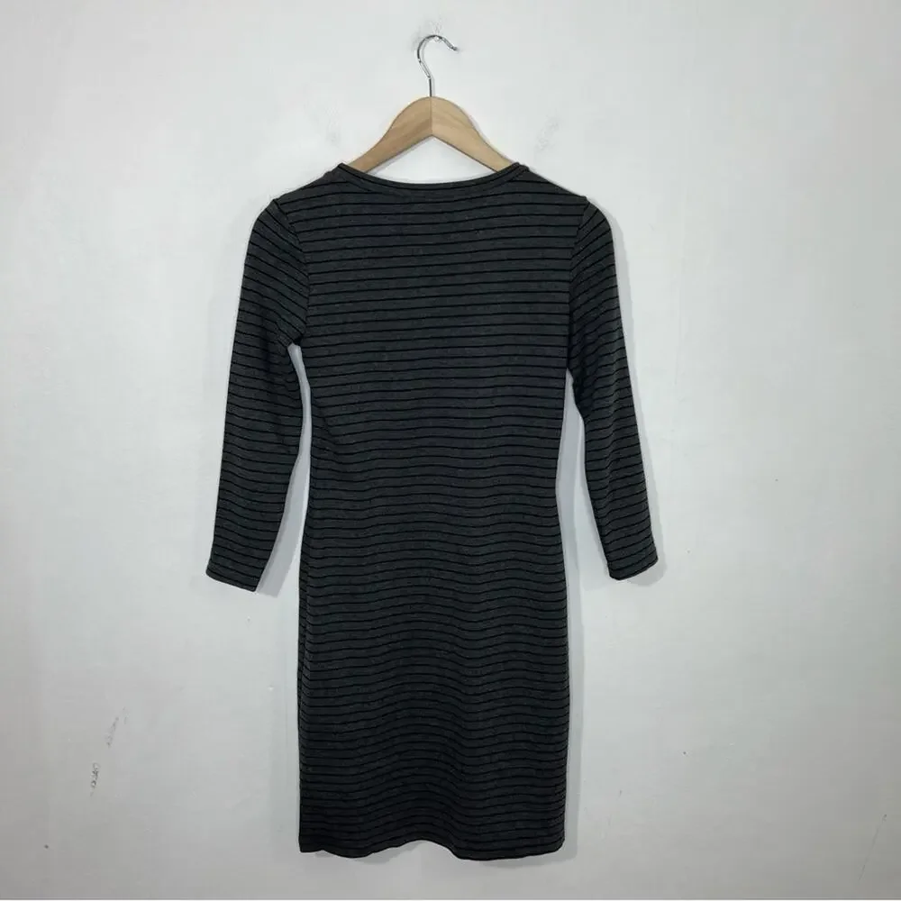 Sonnet James Reese A Play Dress Shirtdress Stretch Gray Black Striped Size XS